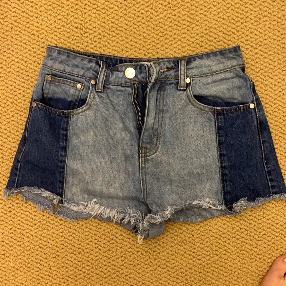 Two toned jean shorts